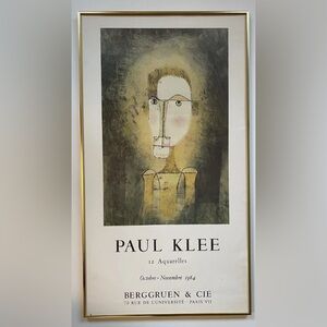 Rare Print Poster by German Artist Paul Klee. 12 Aquarelles. 1964. Yellow Man